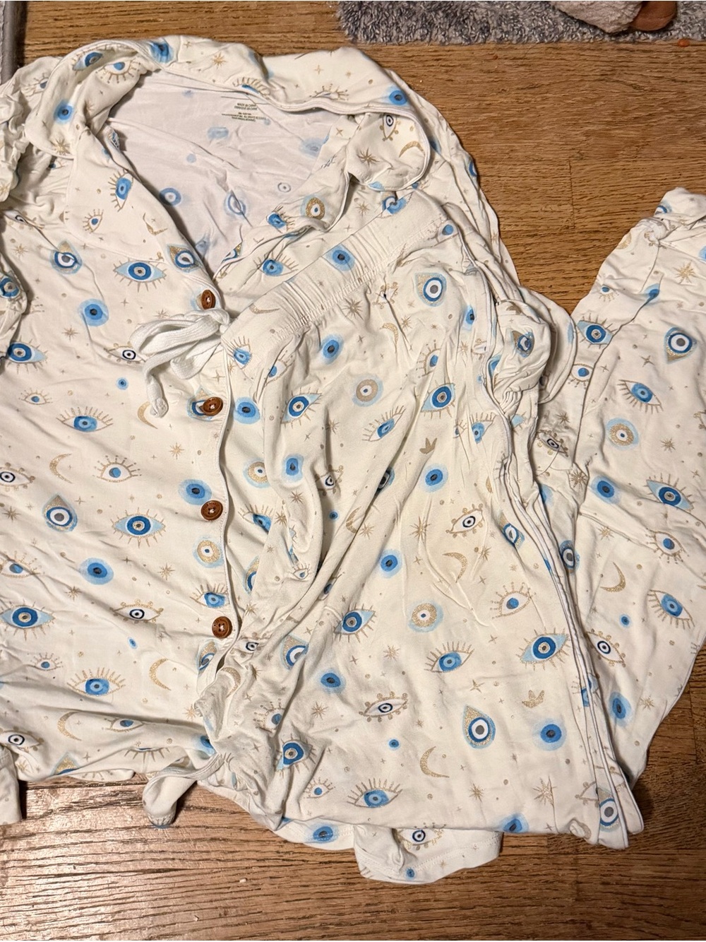 Posh Peanut Eye Print Pajama Set - Blue & Gold